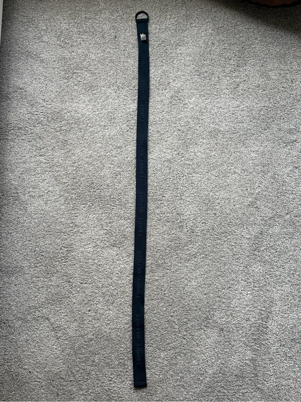 Tommy Hilfiger Navy Webbing Belt with Red and White Stripes